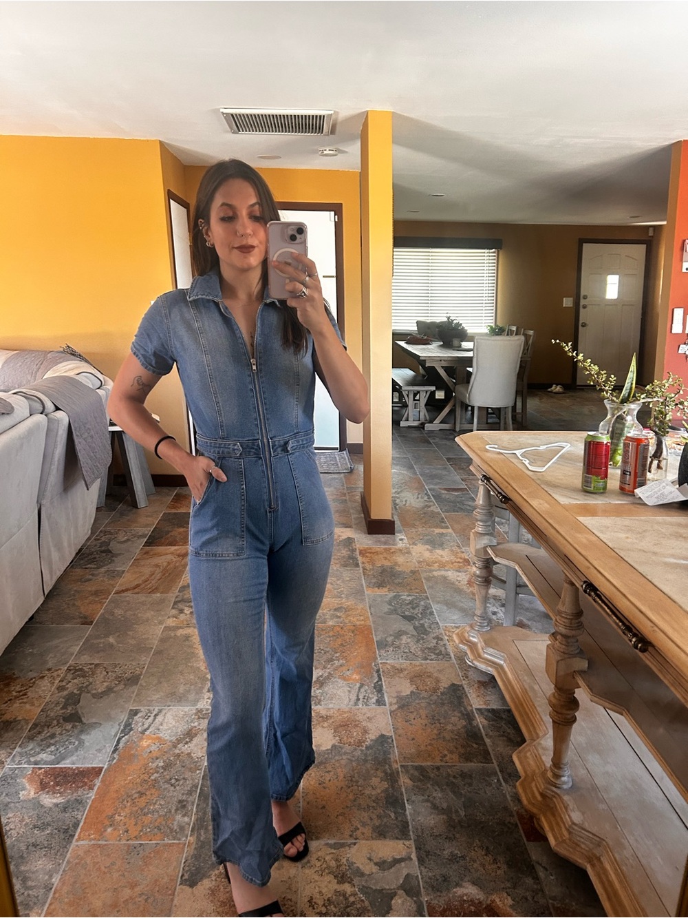 Forever 21 Light Blue Denim Jumpsuit